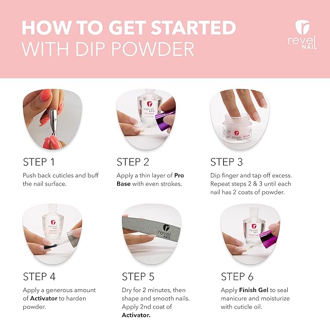 Revel Nail Dip Powder - Pink for Nails, Chip Resistant With Vitamin E and Calcium, DIY Manicure, 12-Pack Light Pink & Red Set