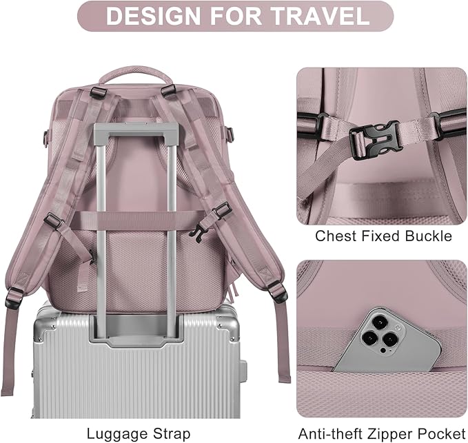 Travel Backpack Carry On Flight Aapproved Personal Item Travel Bag Mochila De Viaje Travel Backpack For Men Spirit Airlines Personal Item Bag 18x14x8 Carry On Backpack For Airplanes Lotus Root Pink