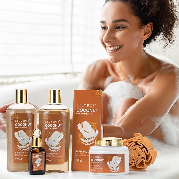 Mothers Day Gifts for Mom - 7Pcs Luxury Bath & Body Gift Basket Set for Women & Men, Perfect Gift with Bath Bomb | Christmas, Father's Day, Birthday Gifts for Her & Him, All Occasion Holiday Present