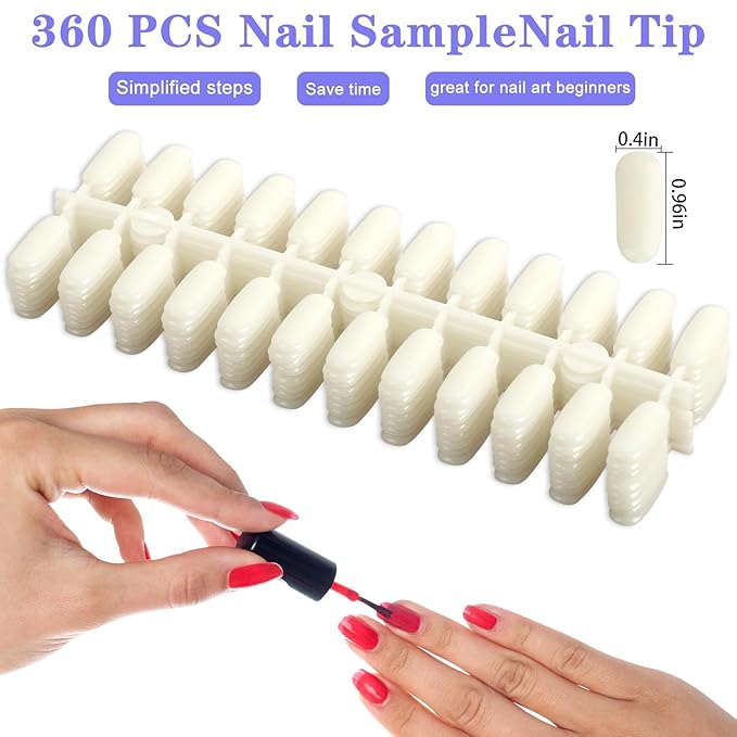 308 Colors Nail Swatches Book with 360 Nail Tips Professional Nail Color Chart Card Display Gel Polish Book Nail Painting Practice Design Board No Need Pasting, No Need Glue for Nail Salons