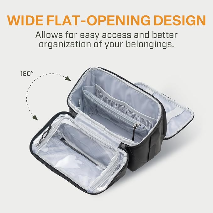 Everfun Compact Toiletry Bag for Men and Women Traveling, Wide Open Shaving Dopp Kit, Water Resistant Makeup Organizer Hygiene Bag with Wet Dry Compartment