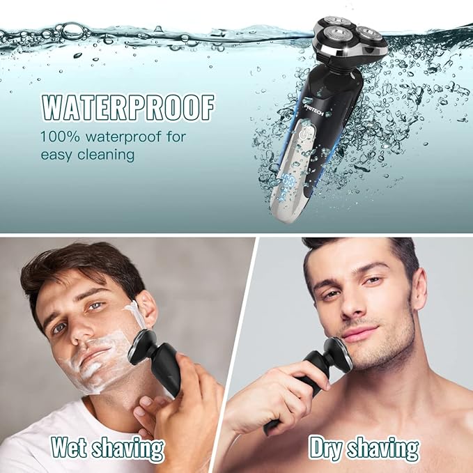 Electric Razor for Men - Rechargeable Electric Shaver for Men, Rechargeable Waterproof Wet Dry Cordless Razor