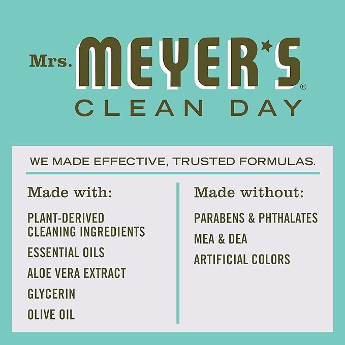 MRS. MEYER'S CLEAN DAY Hand Soap, Made with Essential Oils, Biodegradable Formula, Basil, 12.5 fl. oz - Pack of 3