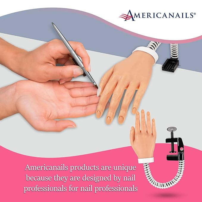 Americanails RealisTech Ultra Lifelike Silicone Practice Hand with FlexiArm for Acrylic Nails – Nail Tech Training Tool, Flexible Practice Hand, Mannequin Hand with Insertable Nails, Practice Nail Art