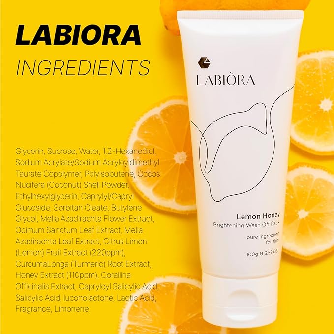 Korean 5-Minute Wash Off Face Scrub Mask- All-in-One Skincare with Lemon & Manuka Honey Natural Exfoliating, Hydrating, and Nourishing K-Beauty (3.52 fl. oz/100g)