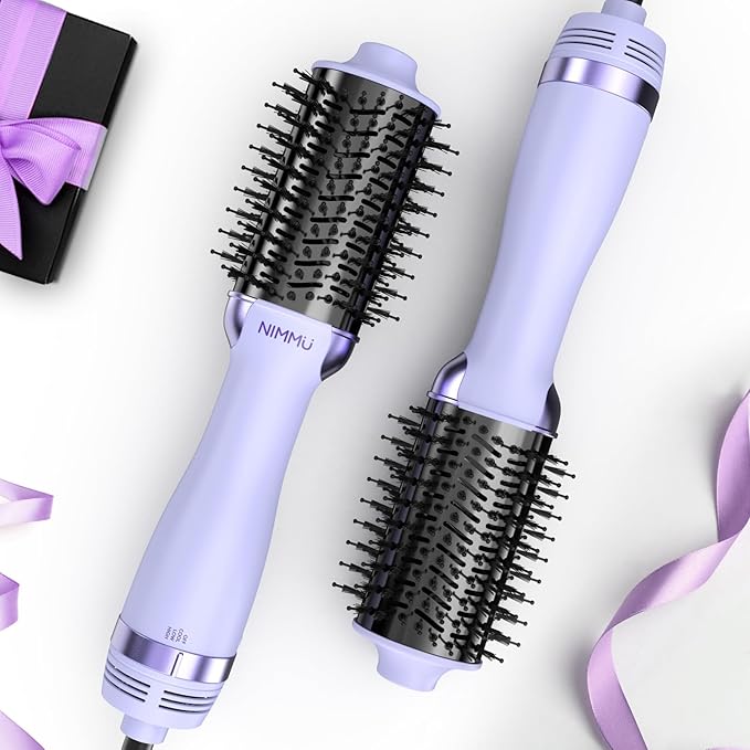 Nimmu Hair Dryer Brush Blow Dryer Brush in One, 4 in 1 Hair Dryer and Styler Volumizer for Drying Straightening Curling Volumizing Hair, Upgraded Hot Air with 2.4” Oval Barrel, Purple