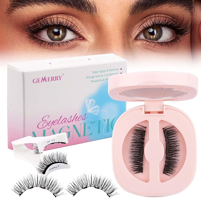 GEMERRY Magnetic Eyelashes with Applicator No Glue Needed Soft Fluffy Look Magnetic Lashes Easy to Wear and Remove