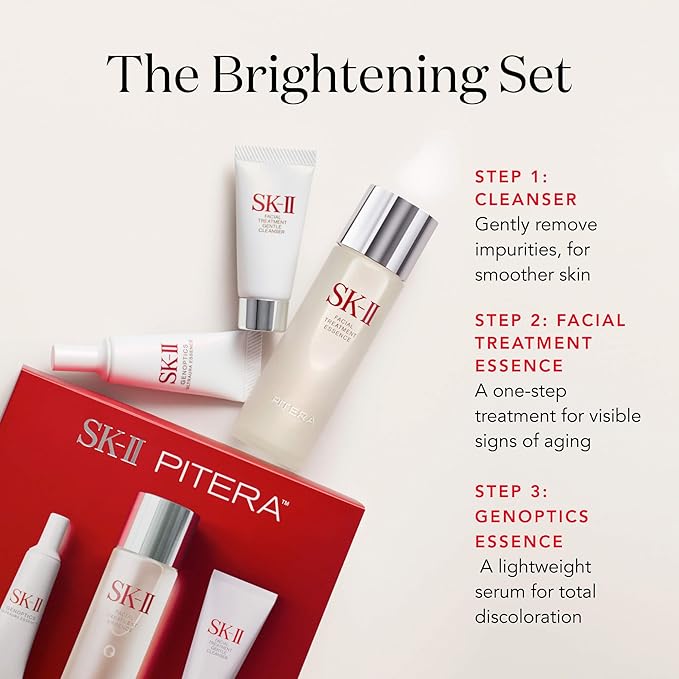SK-II Ultimate Aura Skincare Kit - Radiance-Boosting Skincare Gift Set with Travel & Full Size Products - Kit Includes Full Size Facial Treatment Essence, Mini Cleanser & Mini Essence Serum (3 Count)
