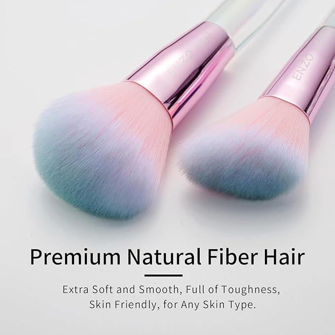 Rainbow Crystal Makeup Brushes Set Professional, Vegan Makeup Brush Set with Case by ENZO KEN, Bedazzled Cosmetic Brushes Makeup Set, Sparkly Make up Brushes Set Professional, Makeup Brush Set Vegan.