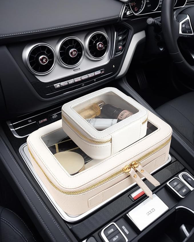 Clear Makeup Bag, Small Makeup Bag TSA Approved Toiletry Bag Cosmetic Travel Bag Cute Makeup Bag Organizer Makeup Case Pouch Car Essentials for Women Men