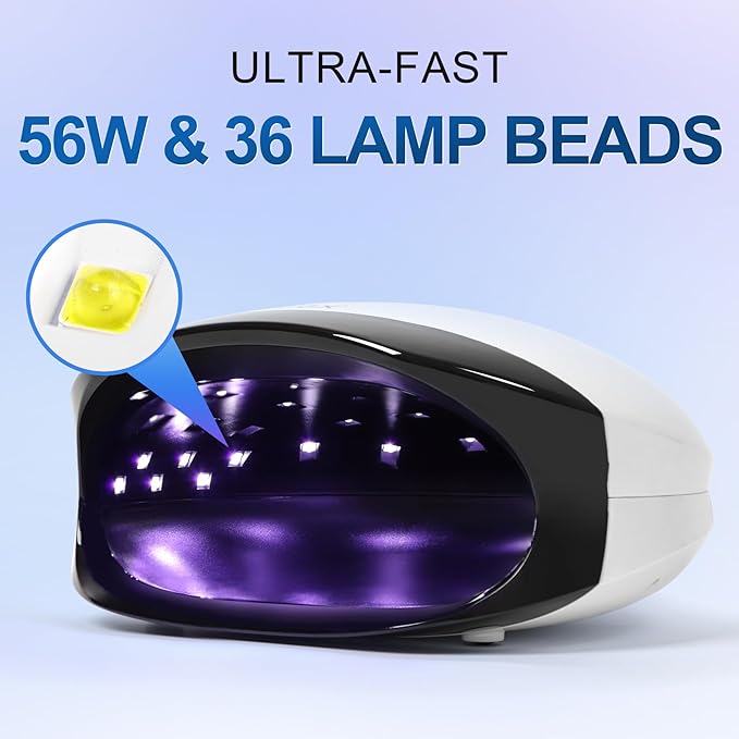 L'UGX 56W UV LED Nail Lamp Nail Dryer for Gel Polish, UV Light Curing Lamp with 4 Timer, Perfect for Manicure and Pedicure