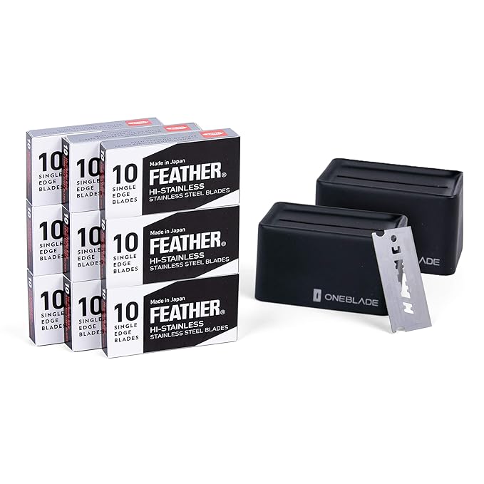 90 Feather FHS-10 Japanese Steel Razor Blades - Refill for OneBlade Core, Hybrid, & Genesis Razors - Single Blade Razor