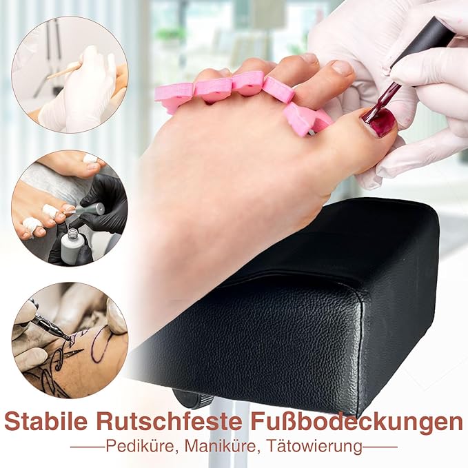 Pedicure Foot Rest,Height Adjustable Pedicure Chair,Non-Slip Pedicure Stool for Massage Office or Home,Black