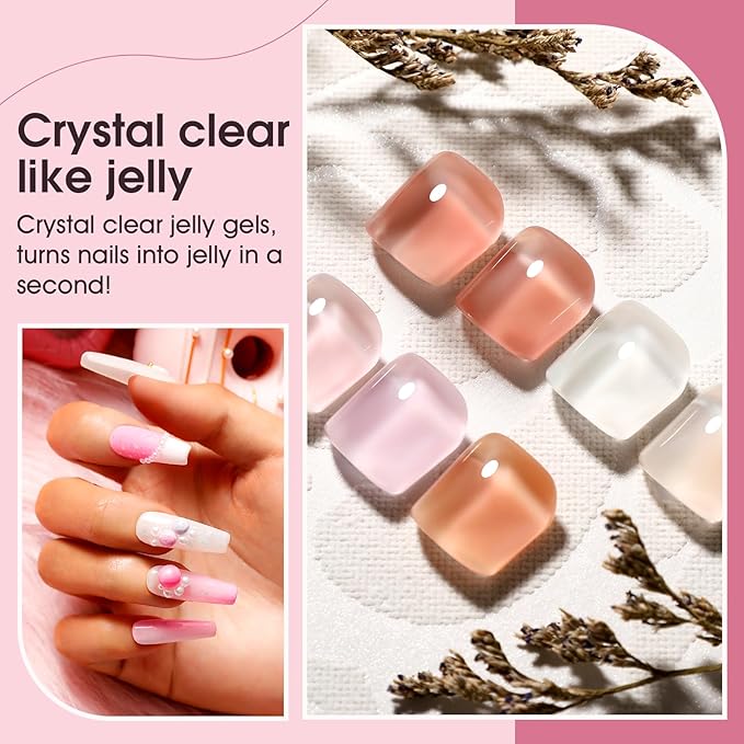 ROSALIND 65PCS Gel Nail Polish Set, 60 Colors Glitter Red Gel Polish with 5 Bottles of Base and Glossy Matte Top Coat Soak off Nail Set Suitable for All Seasons