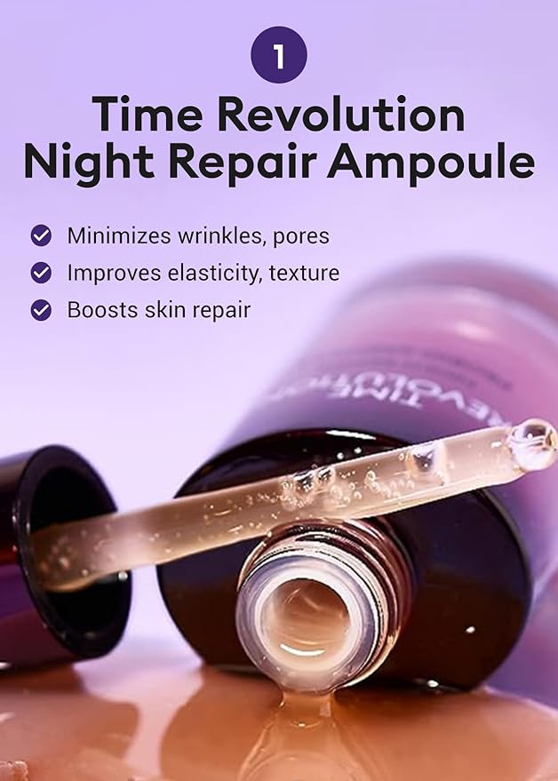 MISSHA Time Revolution Night Repair 5X Gift Set Night Repair Ampoule and Cream 5X, The First Essence 5X for Youthful, Glowing Skin, Mother's Day Gifts