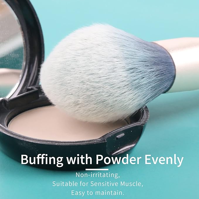 Blue Makeup Brushes Set with Case by ENZO KEN, Vegan Makeup Brush Set Professional, Cosmetic Brushes Makeup Set, Make up Brushes Vegan, Make up Brushes Set Professional, Wooden Makeup Brush Set Vegan