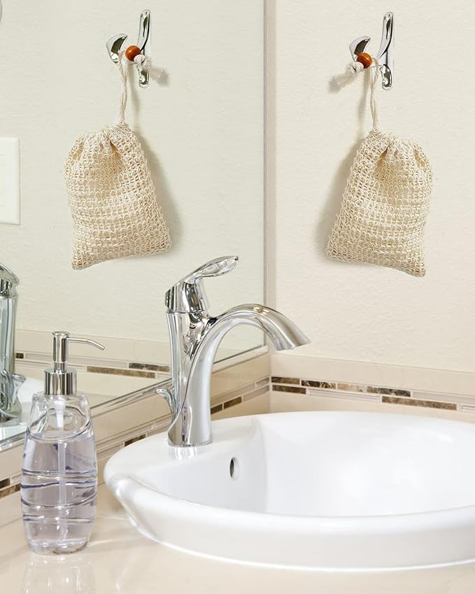 Soap Bags Mesh Exfoliating 8 Pieces, 100% Natural Sisal Soap Pouch, Soap Savers for Shower Use Like Massaging and Scrubbing(5.9 × 3.9inches)