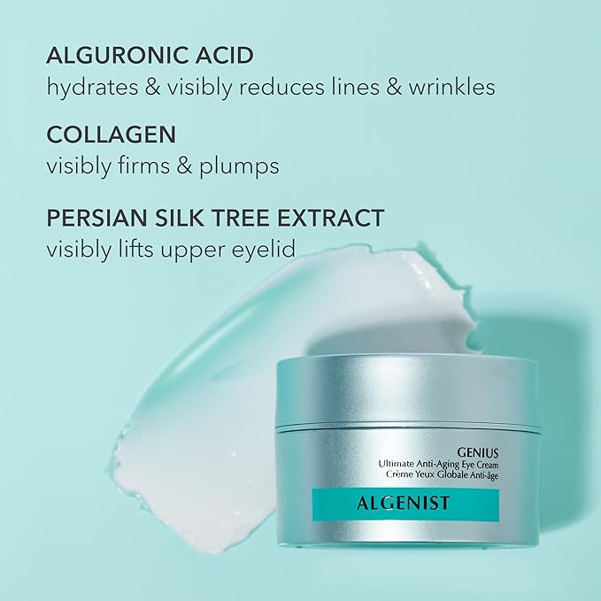 Algenist GENIUS Ultimate Anti-Aging Eye Cream - Firming Under Eye Cream with Collagen + Microalgae Oil - Helps to Visibly Plump, Smooth and Restore Radiance To Delicate Eye Area (15ml)
