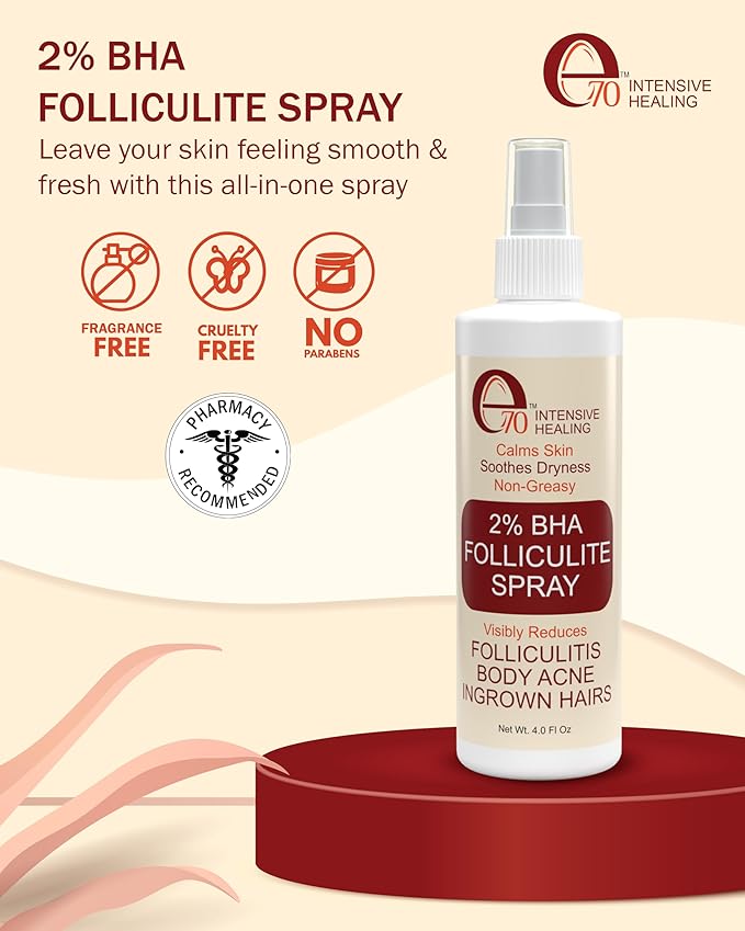 2% BHA Folliculite Body Oil Spray - Salicylic Acid Body Mist with Tea Tree Oil & Aloe Vera - Spray Moisturizer for Dry Skin, Clogged Pores & Irritation, 4 fl. oz