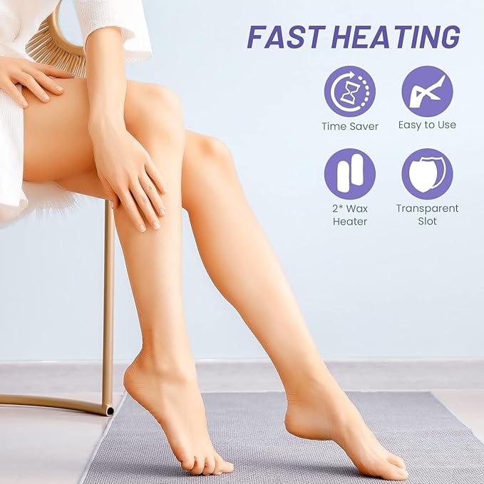 Subay Roll on Wax Warmer Double Cartridges Warmers 110v for Women Men Body Waxing Coarse Hair Removal with Heater Base for Hair, Leg, Face, Armpit, Bikini, Eyebrow, Brazilian