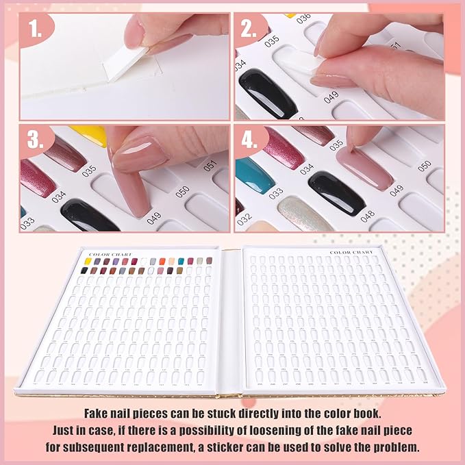 308 Colors Nail Swatches Book with 480 Nail Tips Nail Colors Book Professional Nail Display Chart Nail Gel Polish Practice Display Card Book for Nail Polish UV Gel,Nails Art Design
