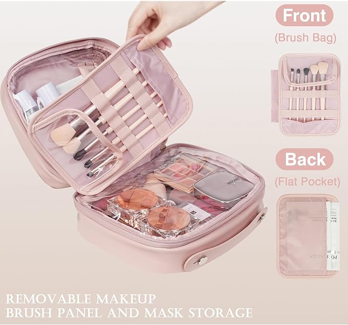 Large Waterproof Travel Toiletry Bag for Women, Portable Large Capacity with Multiple Partitions, Makeup Skin Care Bag Teen Girl Gifts Trendy Stuff (Pink)