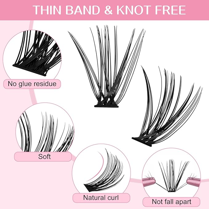 280 Pcs Individual Lashes 30D Mixed Lash Clusters 14 Rows Cluster Lashes that Look Like Eyelash Extensions DIY Lash Extension Self Application At Home (30D-D-14-20mix)