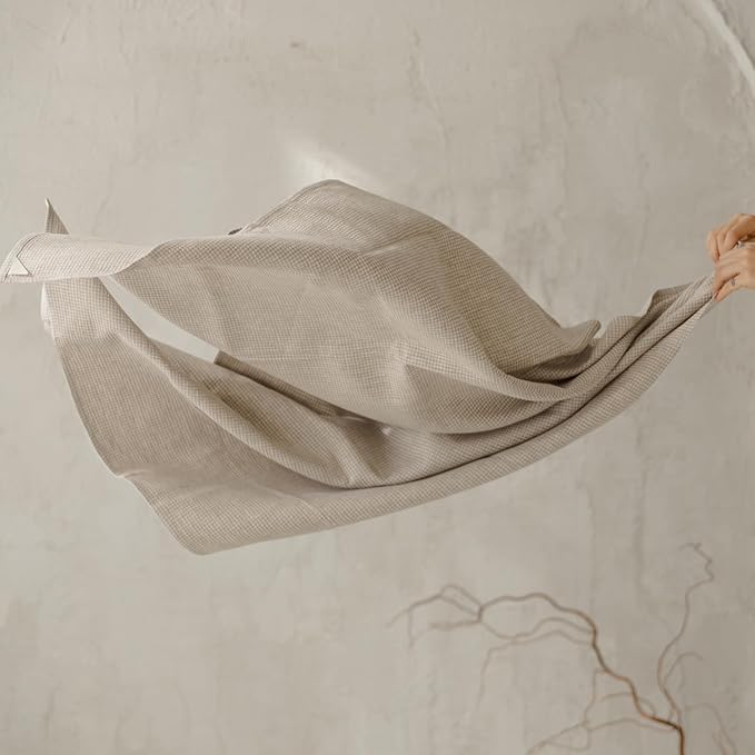 Natural Flax Linen Bath Towel - Waffle Weave Towels for Bathroom - Lightweight Travel Towel - Quick Dry Absorbant Decorative