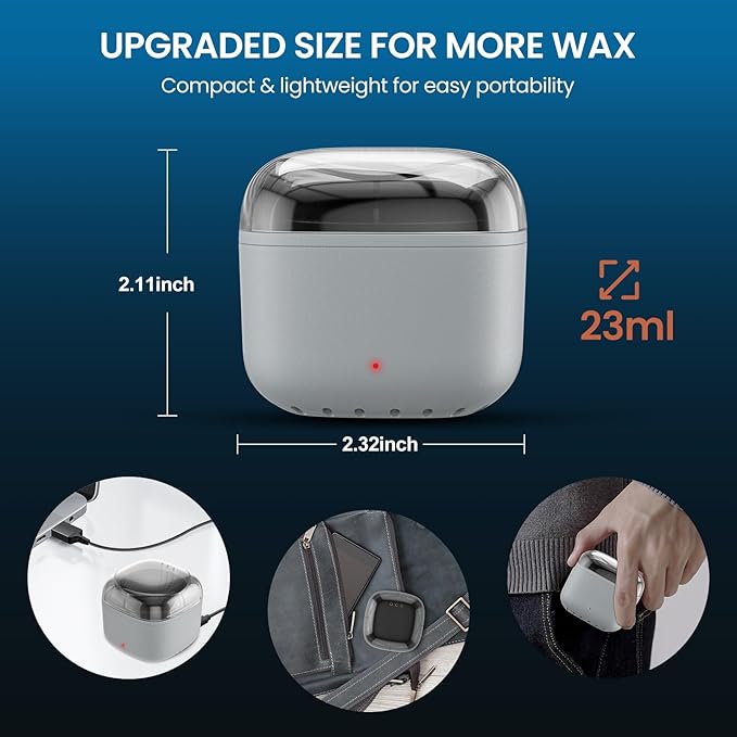 Nose Wax Kit Men, Nose Ear Hair Waxing Kit with 100g Wax, 40 Sticks, Ear Hair Removal for Men, USB Fast Heat, Smart Constant Temp, Upgraded Size, Multi-Accessories, Gray