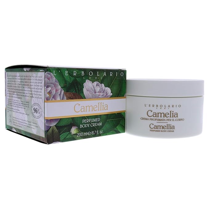 L’Erbolario Camelia Perfumed Body Cream - Firming, Smoothing Moisturizer for Dry Skin - Vitamin E, Camelia Extracts - Lightweight Hydration - 6.7 oz