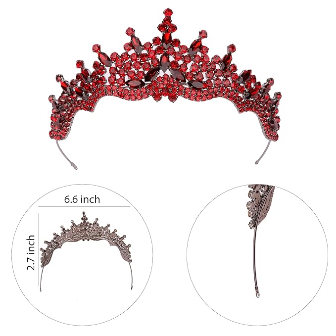 LIMELIA Women's Tiara for Henna Wedding Party|Glitter Hair Accessories for Bridal Birthday Pageant Prom Halloween Cos-play Christmas Party|Dence-Burgundy