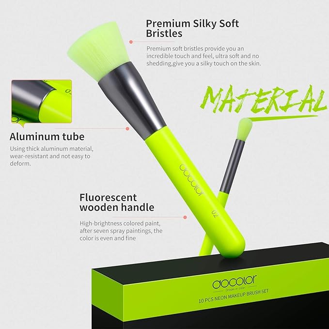 docolor 54Colors Gemstone Eeyshadow Palette +10Piece Neon Green Makeup Brushes Set Ultra Pigmented Matte Shimmer Metallic Natural Blendable Cream Powder Long Lasting Waterproof Make Up Eye Shadow