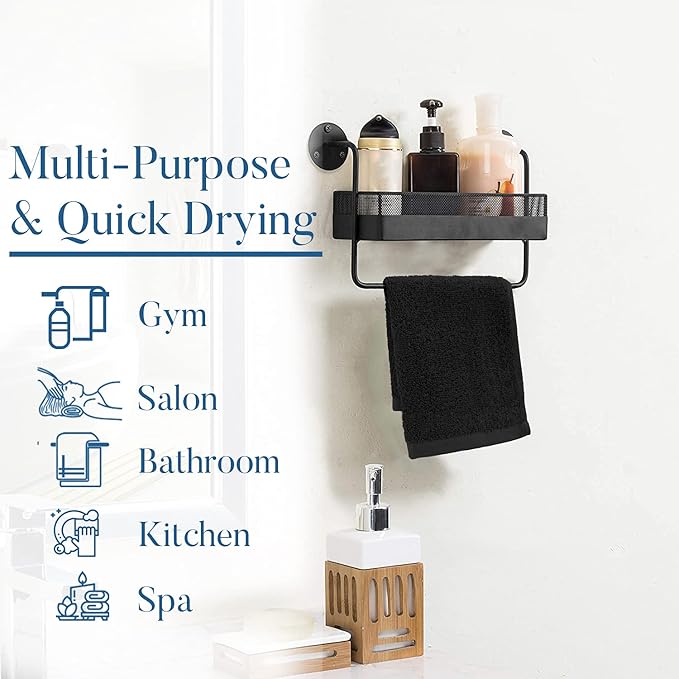 DAN RIVER 100% Cotton Washcloths 24 Pack Premium Quality Face and Body Cloth, Quick Dry Essential Towels for Bathroom, Hand, Kitchen & Cleaning, Baby Washcloths | 12X12 in | 400 GSM | Black