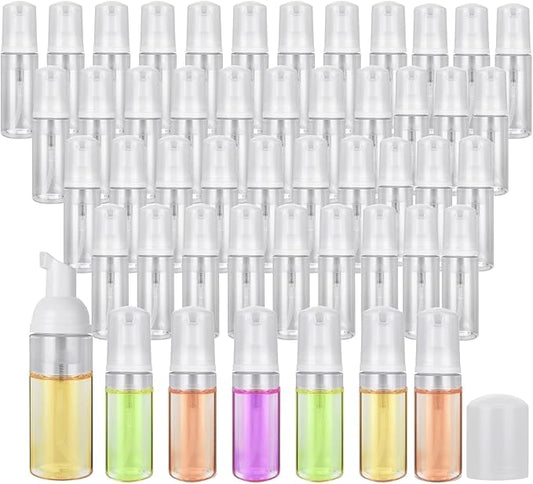 50 Pcs Foam Pump Bottle 1oz/30ml Travel Size Foam Pump Bottle Bulk Empty Lash Shampoo Bottles Small Foam Dispenser Bottle for Refillable Hand Sanitizer, Cleanser, Cosmetics
