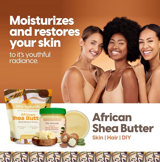 Raw African Shea Butter Ivory, 100% Pure, and Unrefined. Nourish and moisturize hair and skin. Use alone or DIY recipes. From Ghana, West Africa. 16oz in jar