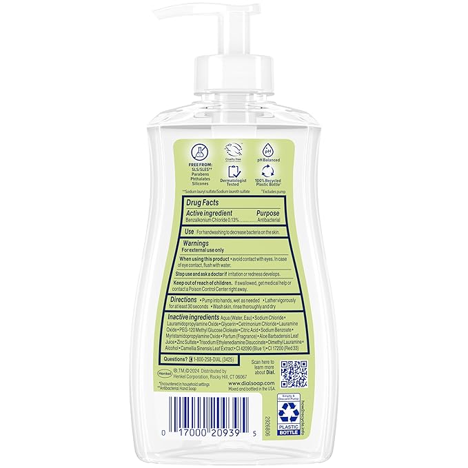 Dial Antibacterial Liquid Hand Soap, White Tea, 11 fl oz (Pack of 4)