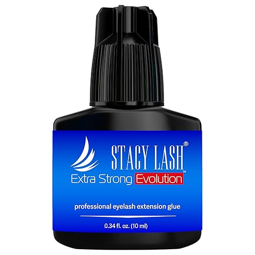 Extra Strong Evolution Eyelash Extension Glue Stacy Lash (0.34 fl.oz/10 ml)/1-2 Sec Dry/Retention – 8 Weeks/Professional Supplies/Black Adhesive