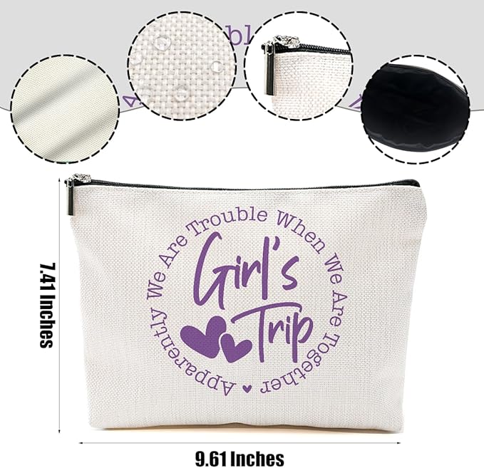 5Pcs Girls Trip Gifts Favors, 2025 Girls Weekend Gifts Makeup Bag, Bestie Gifts Weekend Bag Travel Gifts Vacation Cosmetic Bag, Friendship Gifts for Coworker, Graduation Wedding Gifts Toiletry Bag
