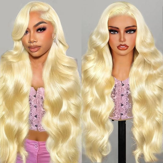 26 Inch 613 13x6 Lace Front Wig Human Hair Blonde Wig Human Hair 200 Density Blonde Lace Front Wigs Human Hair Pre Plucked 613 Body Wave HD Lace Frontal Wigs