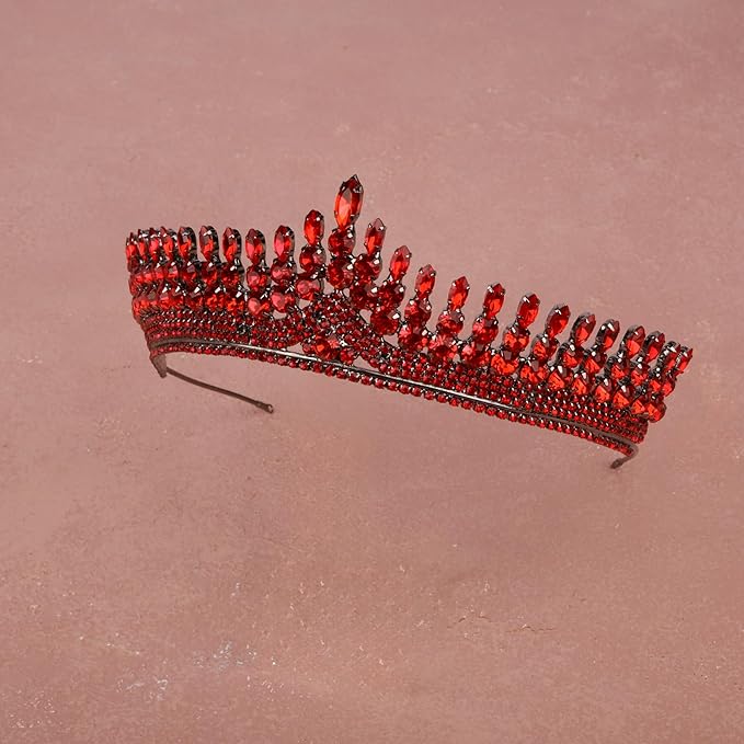 LIMELIA Women's Tiara for Henna Wedding Party|Glitter Hair Accessories for Bridal Birthday Pageant Prom Halloween Cos-play Christmas Party|Antares-Red