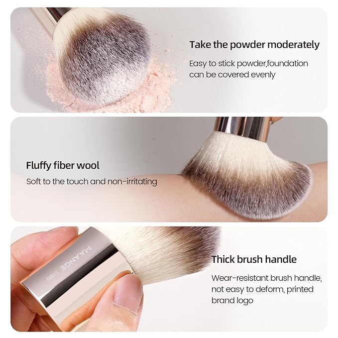 MAANGE 20 PCS Foundation Makeup Brush Set, Double-ended Kabuki Contour Brush for Liquid Powder Concealer Blending Blush Face Makeup Tools (Gold)