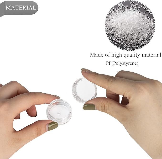 50PCS 3 Gram Sample Containers, 3ml Empty Jars with Lids, Small Cosmetic Containers, Mini Sample Jars with 4PCS Mini Spatulas for Make Up, Oils, Lotion, Powder, Paint, Jewelry, Lip Balms(Clear Lid)