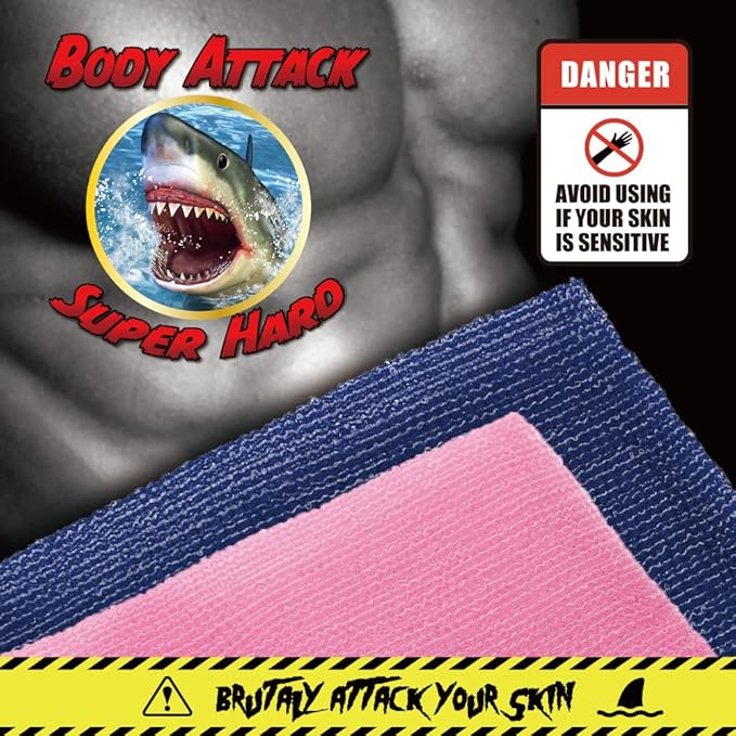 Extra Rough, Exfoliating Washcloth [Made in Japan] Exfoliating Towel Special Texture Makes Fluffy Foam Lather, Back Scrubber, Dead Skin Cell Remover [Loofah for Women and Men] (2pcs Set(Blue, Pink))