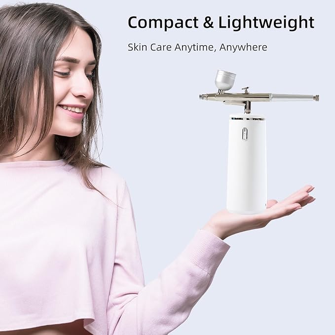 Nano Facial Steamer - Rechargeable & Portable High Pressure Face Oxygen Sprayer Machine, 0.3mm Nozzle Micro Mist Skin Hydrator, Essential Water Infusion Facial Spa Treatment, White