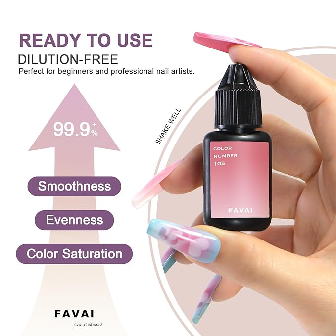FAVAI Airbrush Gel Nail Polish 12 Colors Air Gel Set Spring Summer Collection for Baby Boomer Nail Art Design Stickers French Manicures Stencils Paint 10ml/0.33 Fl oz Long Lasting Without Dilution