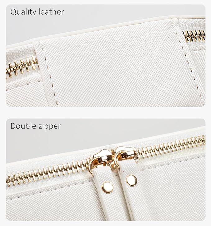 Clear Makeup Bags TSA Approved Toiletry Bag Handle Large Opening,Clear Toiletry Bags for Carry-on Traveling Travel Car Accessories Essentials Organziation Storage for Women Girls(White, Mini&Large)