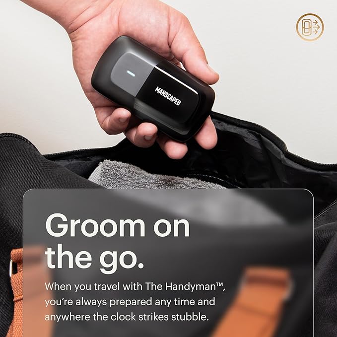 MANSCAPED® The Handyman™ Compact Face Shaver – Portable Men’s Travel Facial Hair Groomer, USB-C Rechargeable Razor, Electric Foil Face Shaver, Waterproof, Cordless, Dual-Action SkinSafe® Foil Blades