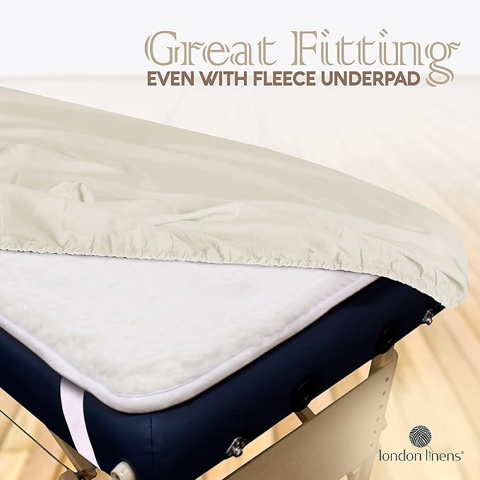 LONDON LINENS Soft Microfiber Massage Table Sheets Set 3 Piece Set - Includes Massage Table Cover, Massage Fitted Sheet, and Massage Face Rest Cover (Cream)