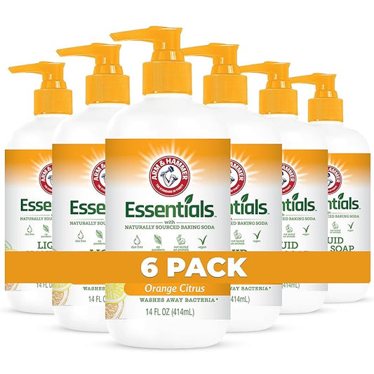 Arm & Hammer 6 Pack Liquid Hand Soap for Skin Cleaning - Cleanser for Kitchen & Bathroom with Orange Citrus - Natural Hand Soap Cleanses, Softens 14 FL Oz (414ml)