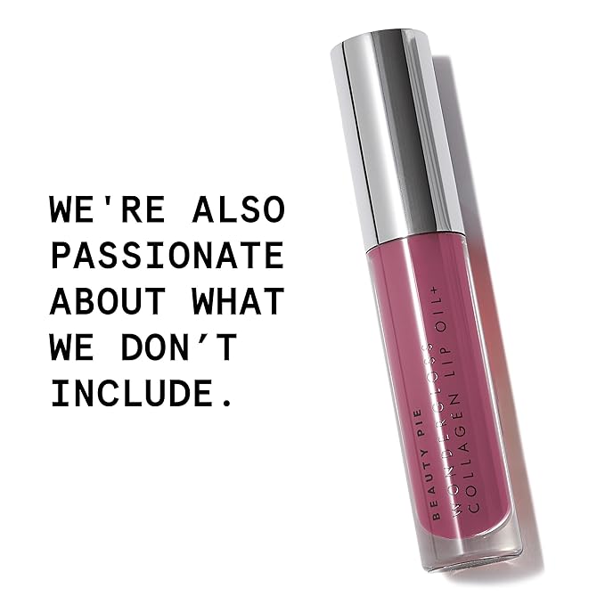 Beauty Pie Wondergloss Collagen Lip Oil + (Plum Naked) – Hydrating, Plumping, Non-Sticky Gloss with Collagen AC Micro-Vectors & Cherry Oils